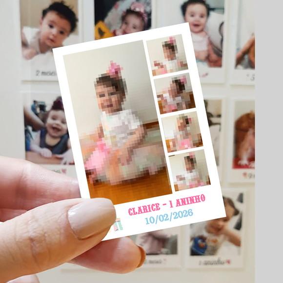 Polaroid Imã de Geladeira Circo Rosa com 5 Fotos