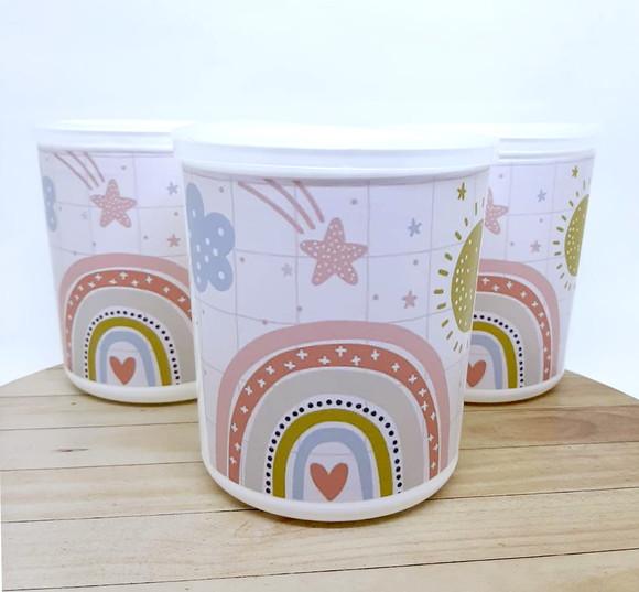 Pote Tipo Lata de Leite Arco-íris Boho