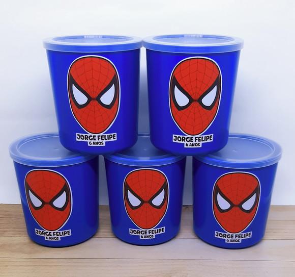 Pote Tipo Lata de Leite Homem Aranha