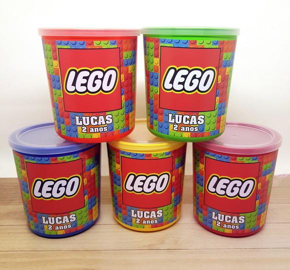Pote Tipo Lata de Leite Lego