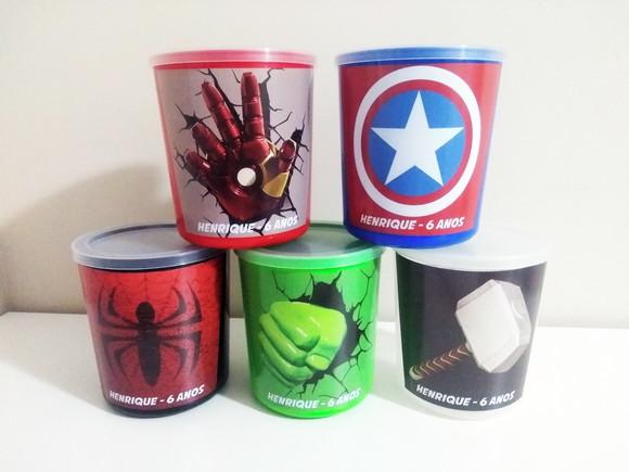 Pote Tipo Lata de Leite Vingadores