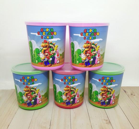 Pote Tipo Lata de Leite Super Mário