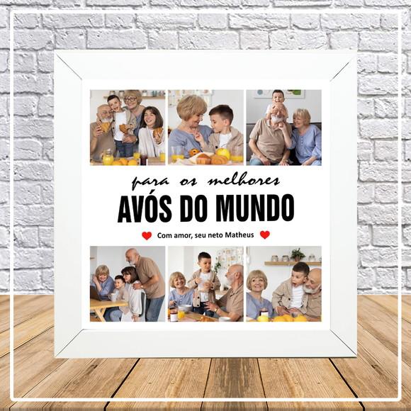 Quadro Azulejo com Fotos e Moldura 22x22cm