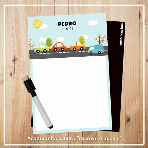Quadro Mágico Carrinhos com Caneta Escreve e Apaga