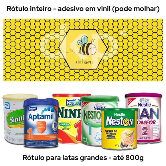 Rótulo Grande para Lata de Leite 800g Abelhinha Bee Happy