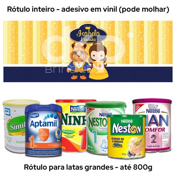 Rótulo Grande para Lata de Leite 800g a Bela e a Fera Baby