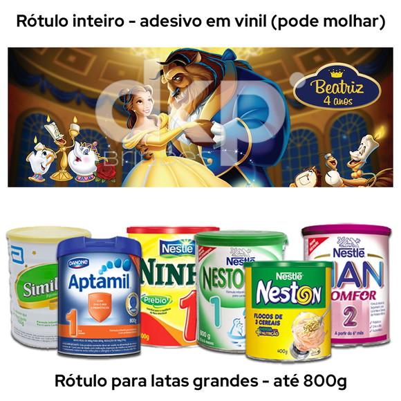 Rótulo Grande para Lata de Leite 800g a Bela e a Fera