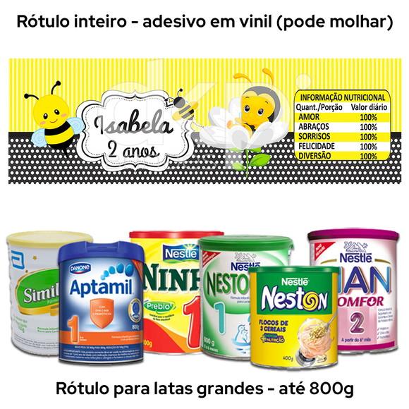 Rótulo Grande para Lata de Leite 800g Abelhinhas