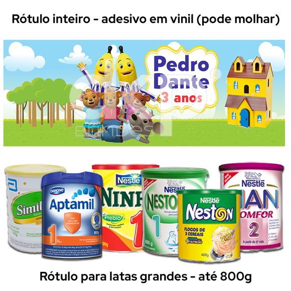Rótulo Grande para Lata de Leite 800g Bananas de Pijama