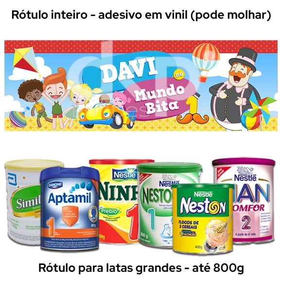 Rótulo Grande para Lata de Leite 800g Bita Brincadeiras