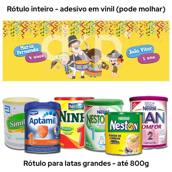 Rótulo Grande para Lata de Leite 800g Bita Carnaval