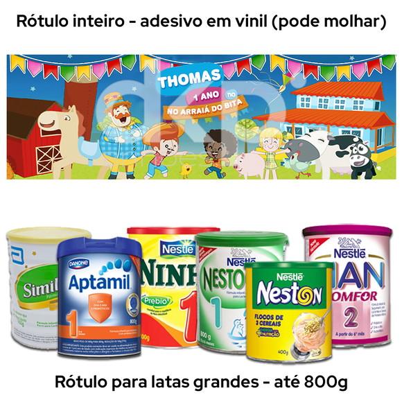 Rótulo Grande para Lata de Leite 800g Bita Festa Junina