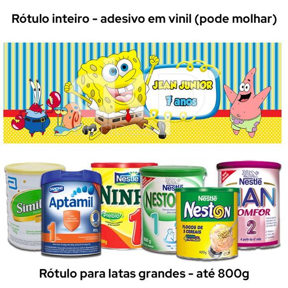 Rótulo Grande para Lata de Leite 800g Bob Esponja