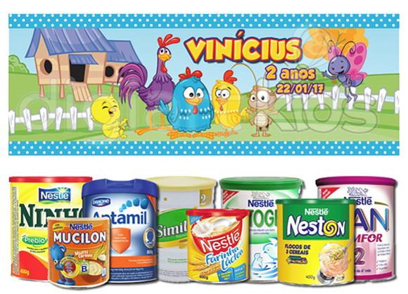 Rótulo Grande para Lata de Leite 800g Galinha Pintadinha