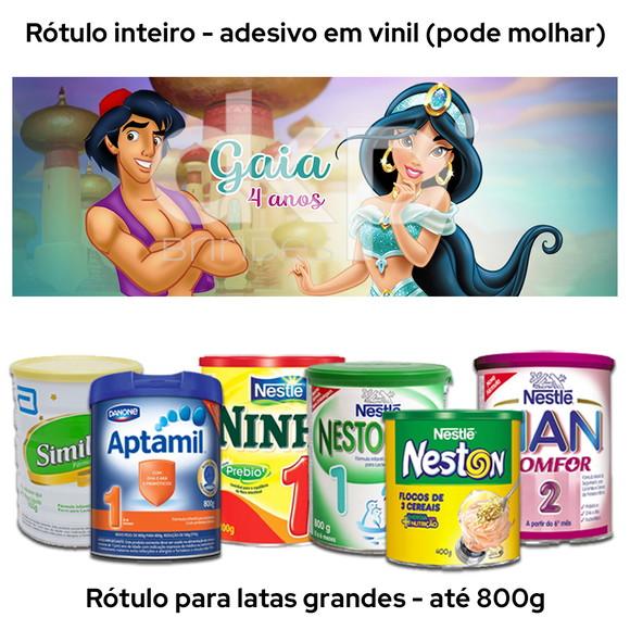 Rótulo Grande para Lata de Leite 800g Jasmine e Aladin