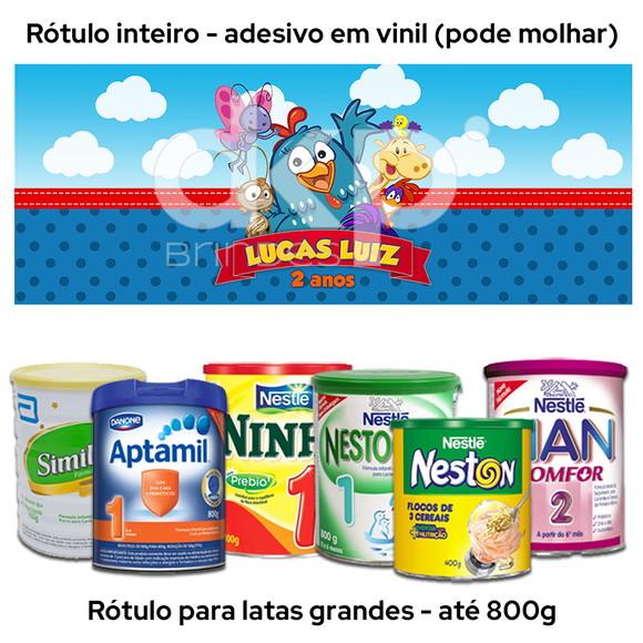 Rótulo Grande para Lata de Leite 800g Galinha Pintadinha