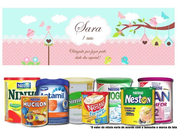 Rótulo Grande para Lata de Leite 800g Jardim Passarinho