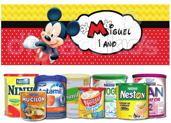 Rótulo Grande para Lata de Leite 800g Mickey