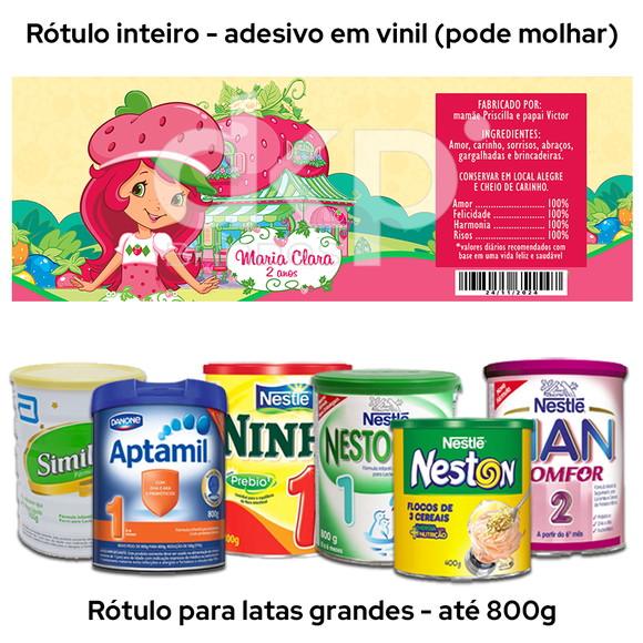 Rótulo Grande para Lata de Leite 800g Moranguinho