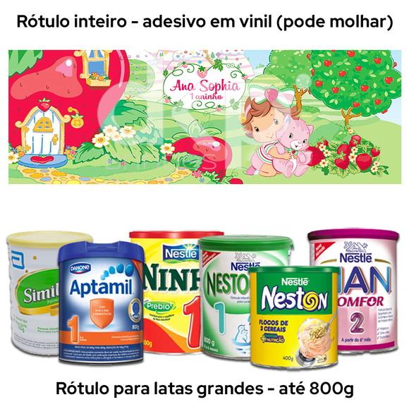 Rótulo Grande para Lata de Leite 800g Moranguinho Baby
