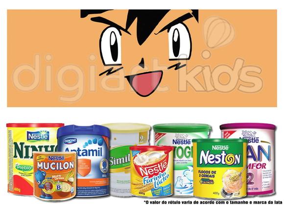 Rótulo Grande para Lata de Leite 800g Pokemon
