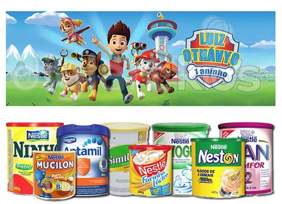 Rótulo Grande para Lata de Leite 800g Patrulha Canina