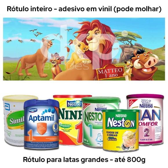 Rótulo Grande para Lata de Leite 800g Rei Leão
