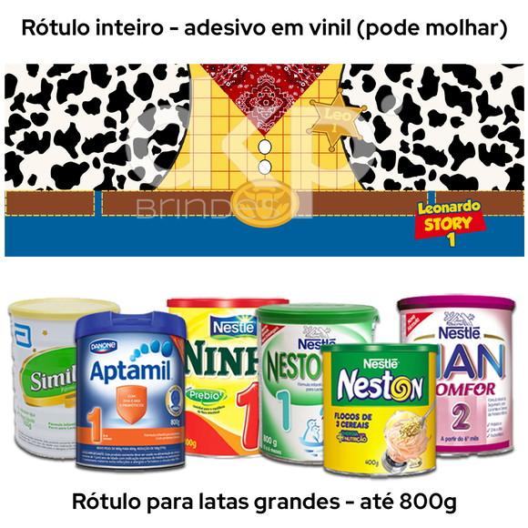Rótulo Grande para Lata de Leite 800g Toy Story Woody