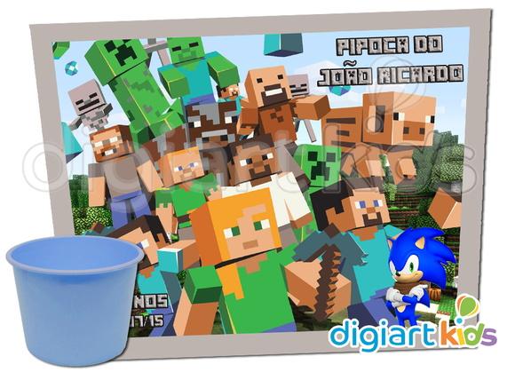 Rótulo para Baldinho de Pipoca Minecraft