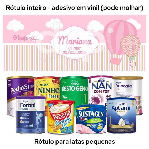 Rótulo para Lata de Leite 400g Balão Rosa