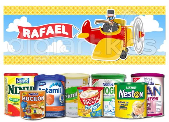 Rótulo para Lata de Leite 400g Bita no Avião