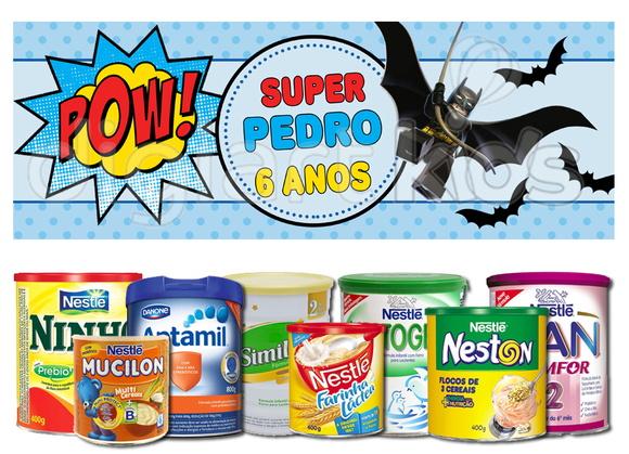 Rótulo para Lata de Leite 400g Lego Batman