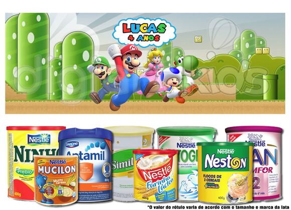 Rótulo para Lata de Leite 800g Super Mário