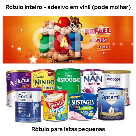 Rótulo para Lata de Leite Alvin e os Esquilos