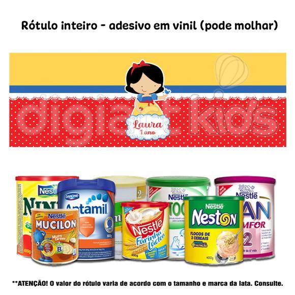 Rótulo para Lata de Leite Branca de Neve