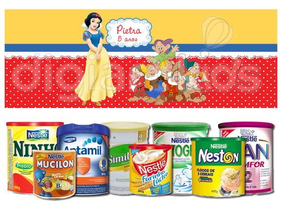 Rótulo para Lata de Leite Branca de Neve