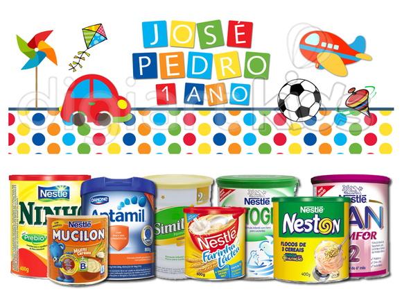 Rótulo para Lata de Leite Brinquedos