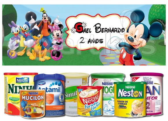 Rótulo para Lata de Leite Casa do Mickey