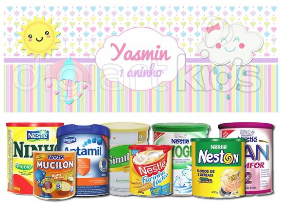 Rótulo para Lata de Leite Chuva de Amor