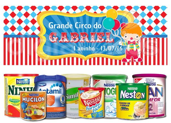 Rótulo para Lata de Leite Circo Palhaço