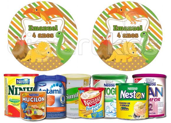 Rótulo para Lata de Leite Dinossauros