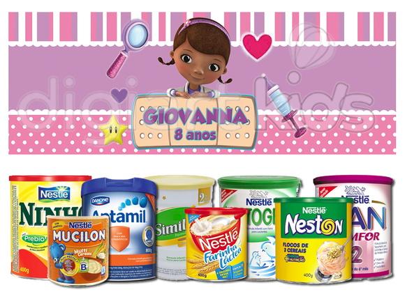 Rótulo para Lata de Leite Dra Brinquedos