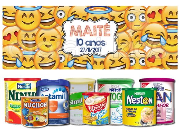 Rótulo para Lata de Leite Emojis