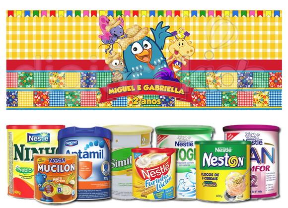 Rótulo para Lata de Leite Festa Junina Galinha Pintadinha