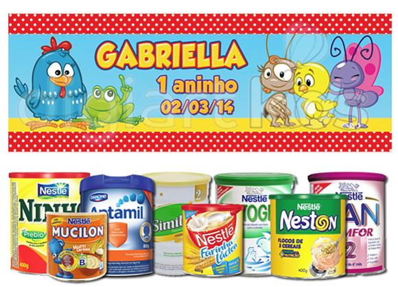 Rótulo para Lata de Leite Grande 800g Galinha Pintadinha