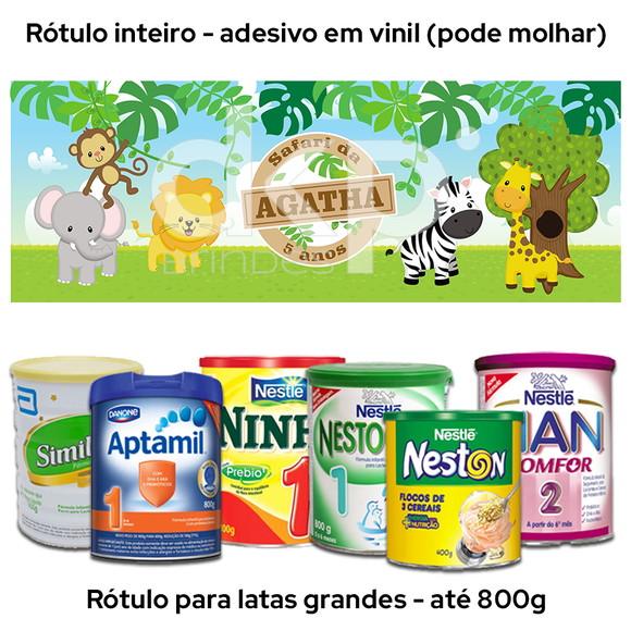 Rótulo para Lata de Leite Grande 800g Safari Baby