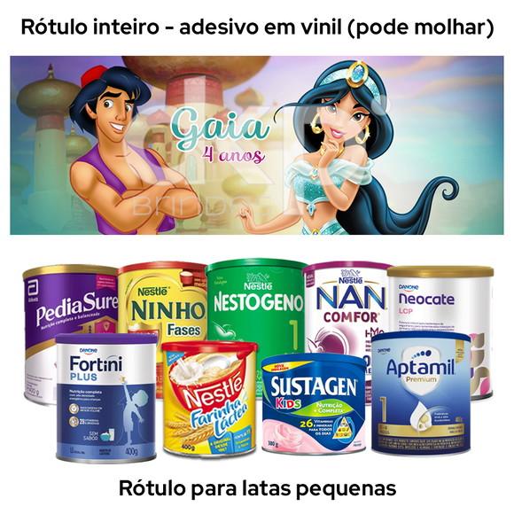 Rótulo para Lata de Leite Jasmine e Aladin