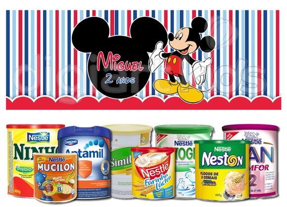 Rótulo para Lata de Leite Mickey