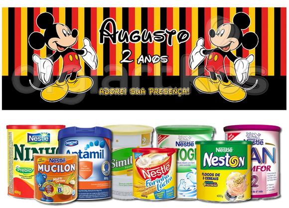 Rótulo para Lata de Leite Mickey