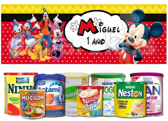 Rótulo Para Lata De Leite Mickey